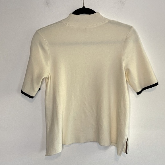 Anthropologie Moth Short Sleeve Mock Neck Sweater Size XS Ivory Peppy Accademia - Picture 2 of 7